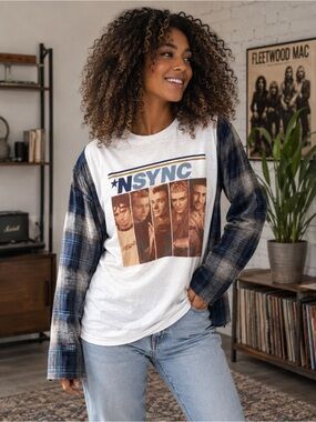Upcycled *NSYNC Graphic Flannel Tee